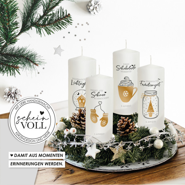 Adventskerzen Set 4er Modell Golden Moment