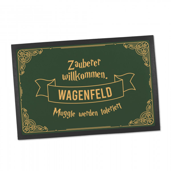 Fußmatte Lustig Zauberer willkommen in Grün