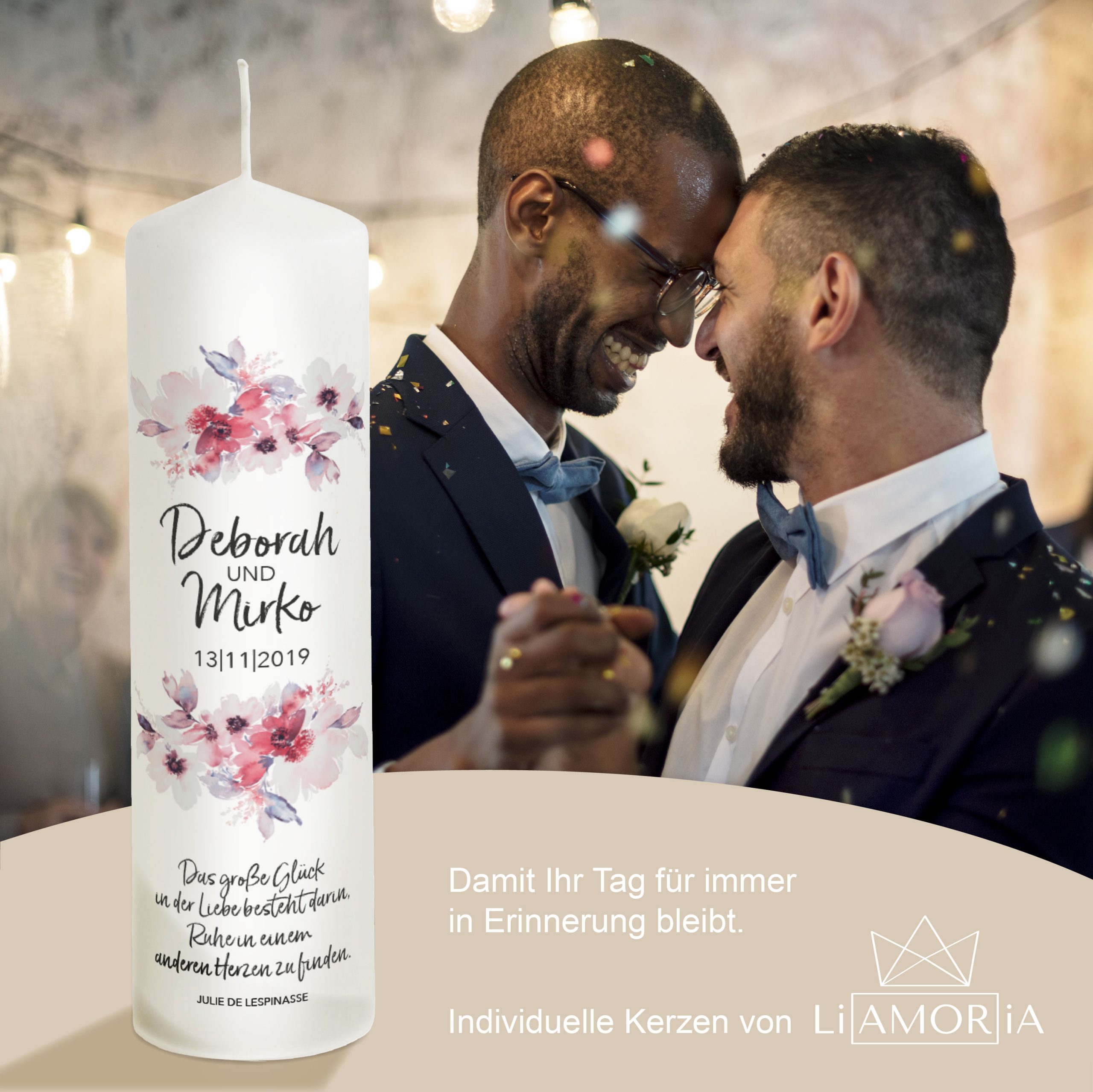 Hochzeitskerze Blumen Modell Deborah 25cm – Bild 5