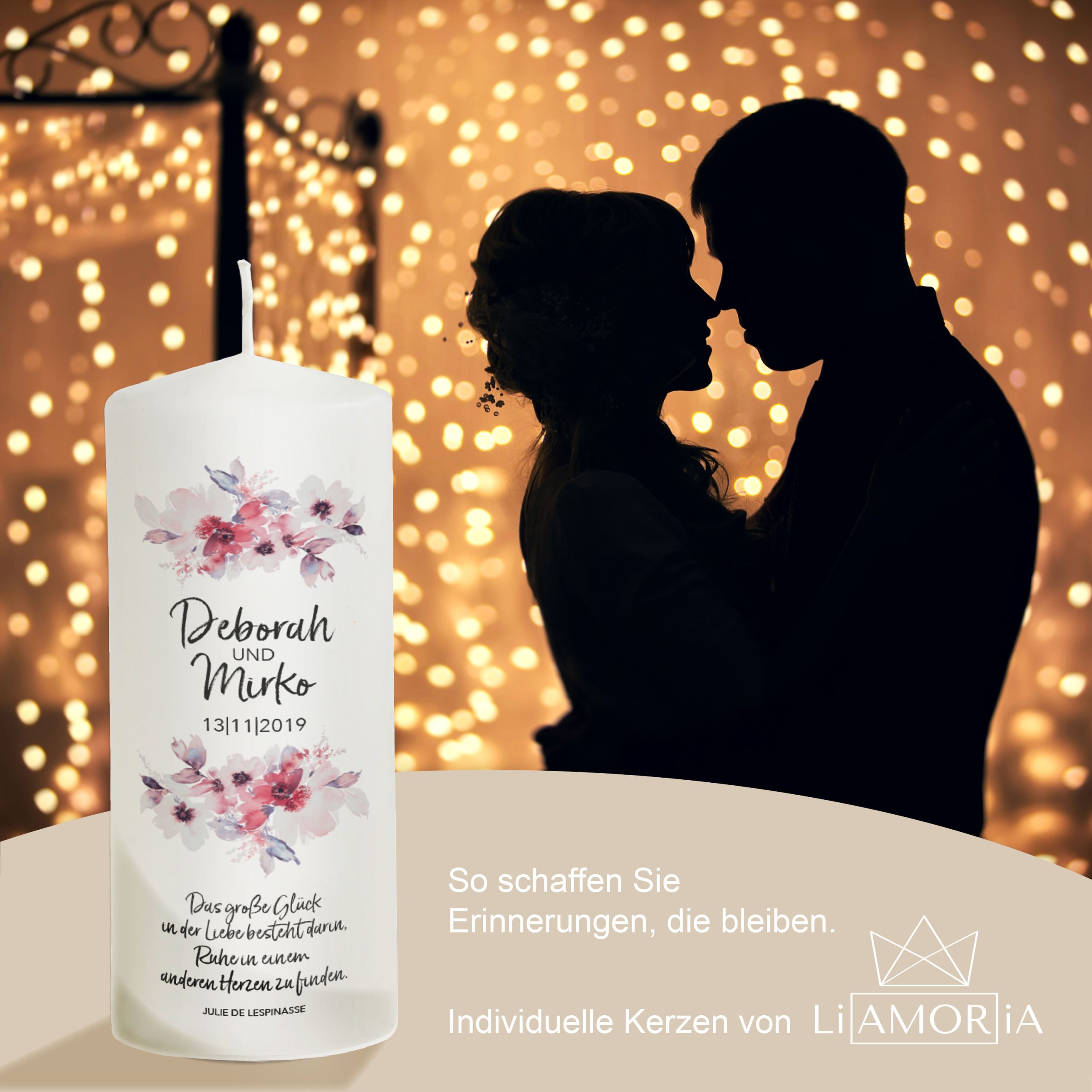 Hochzeitskerze Blumen Modell Deborah 20cm – Bild 4