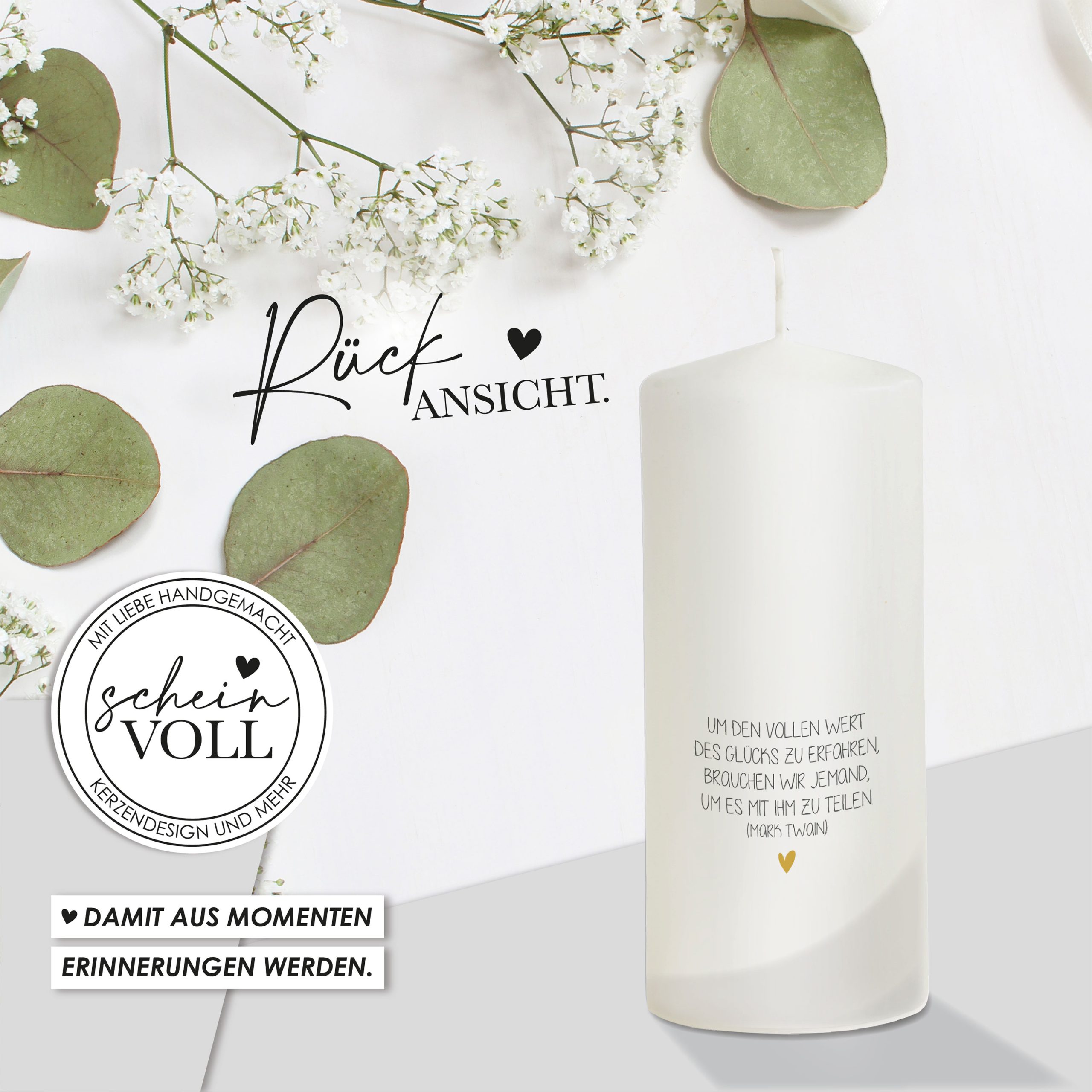 Hochzeitskerze Golden Glitter 20cm – Bild 9