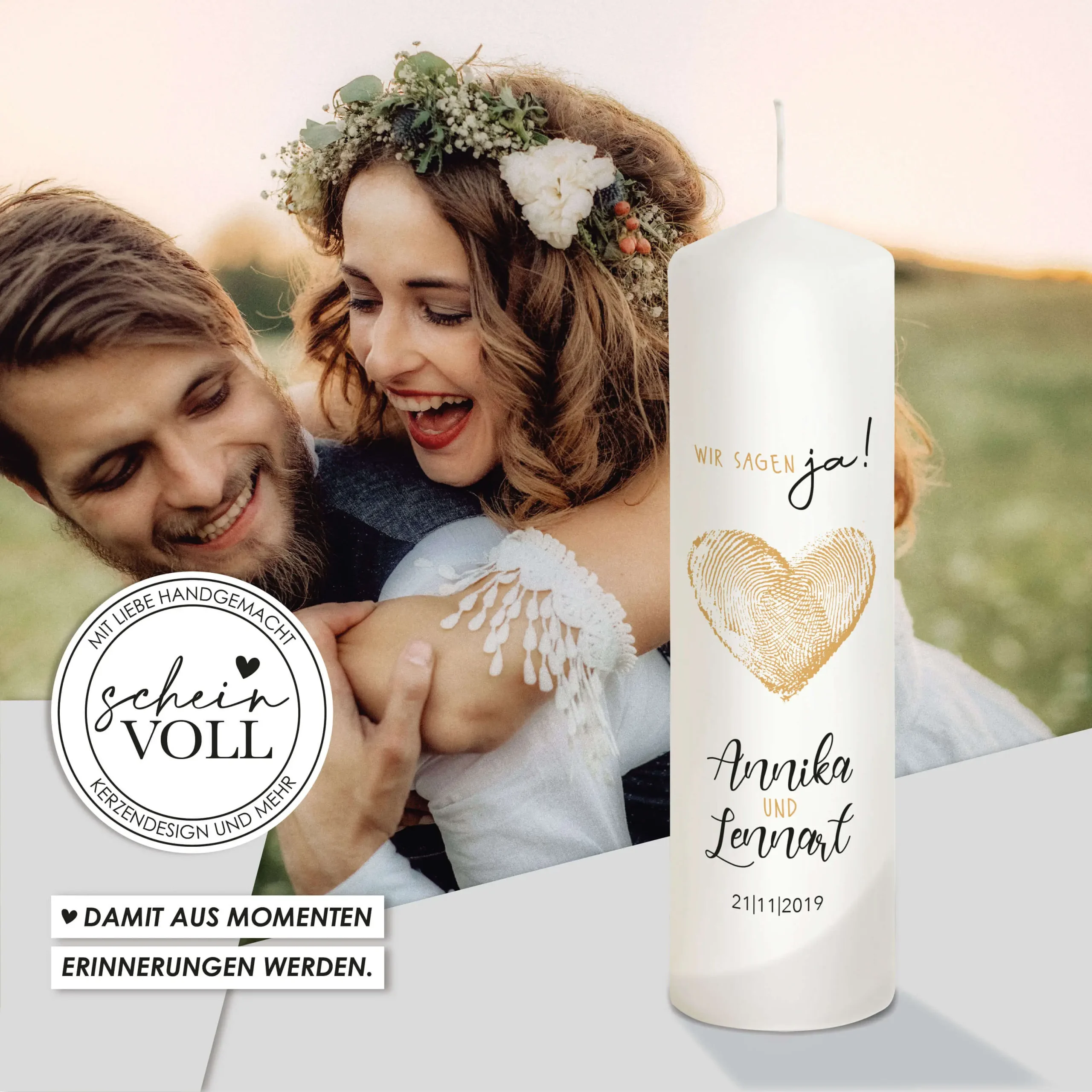 Hochzeitskerze Fingerprint 25cm – Bild 5