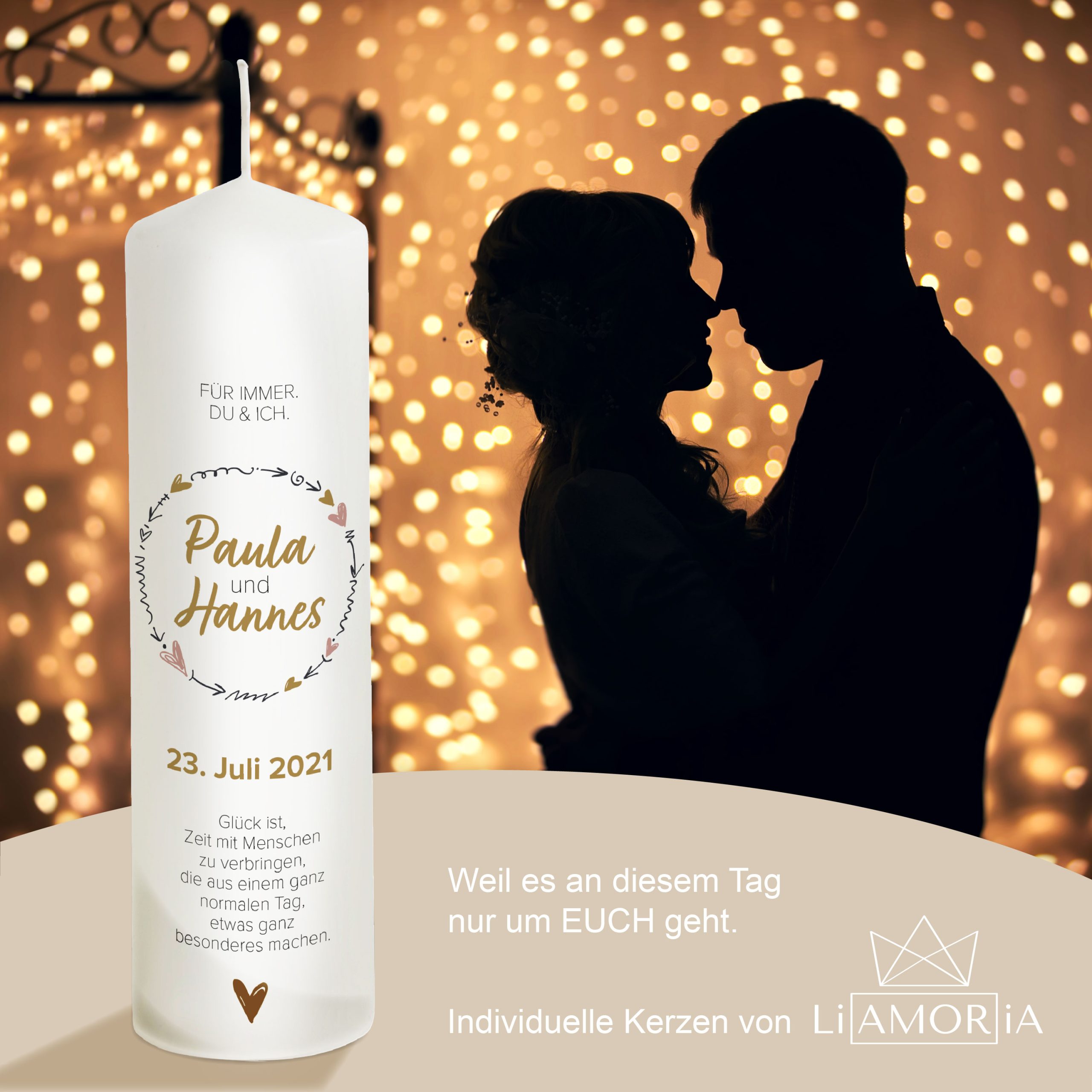 Hochzeitskerze Modern Schlicht Modell Paula 25cm – Bild 5