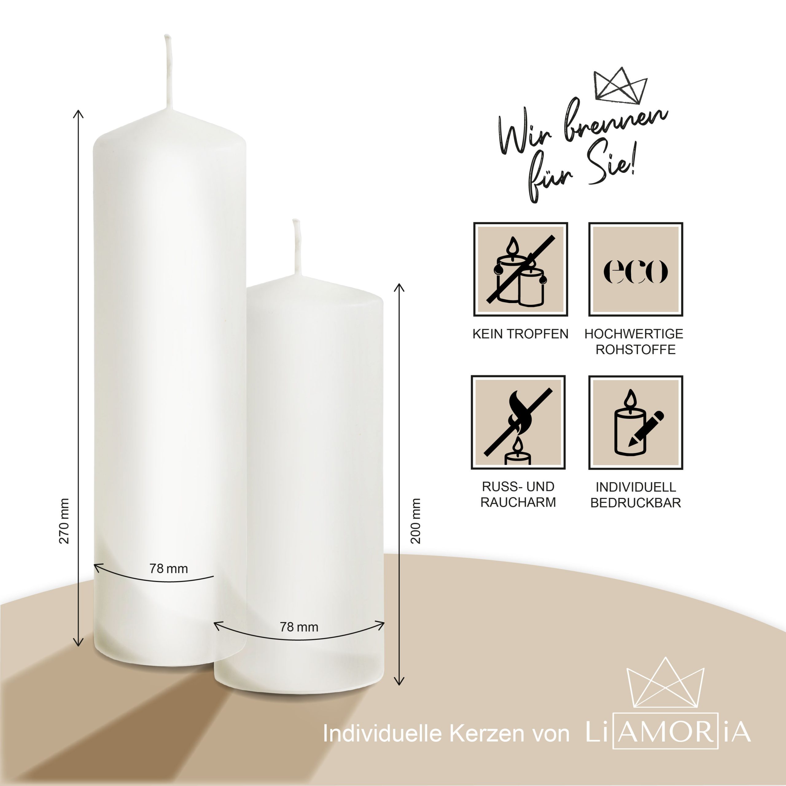 Hochzeitskerze Modern Schlicht Modell Paula 20cm – Bild 4