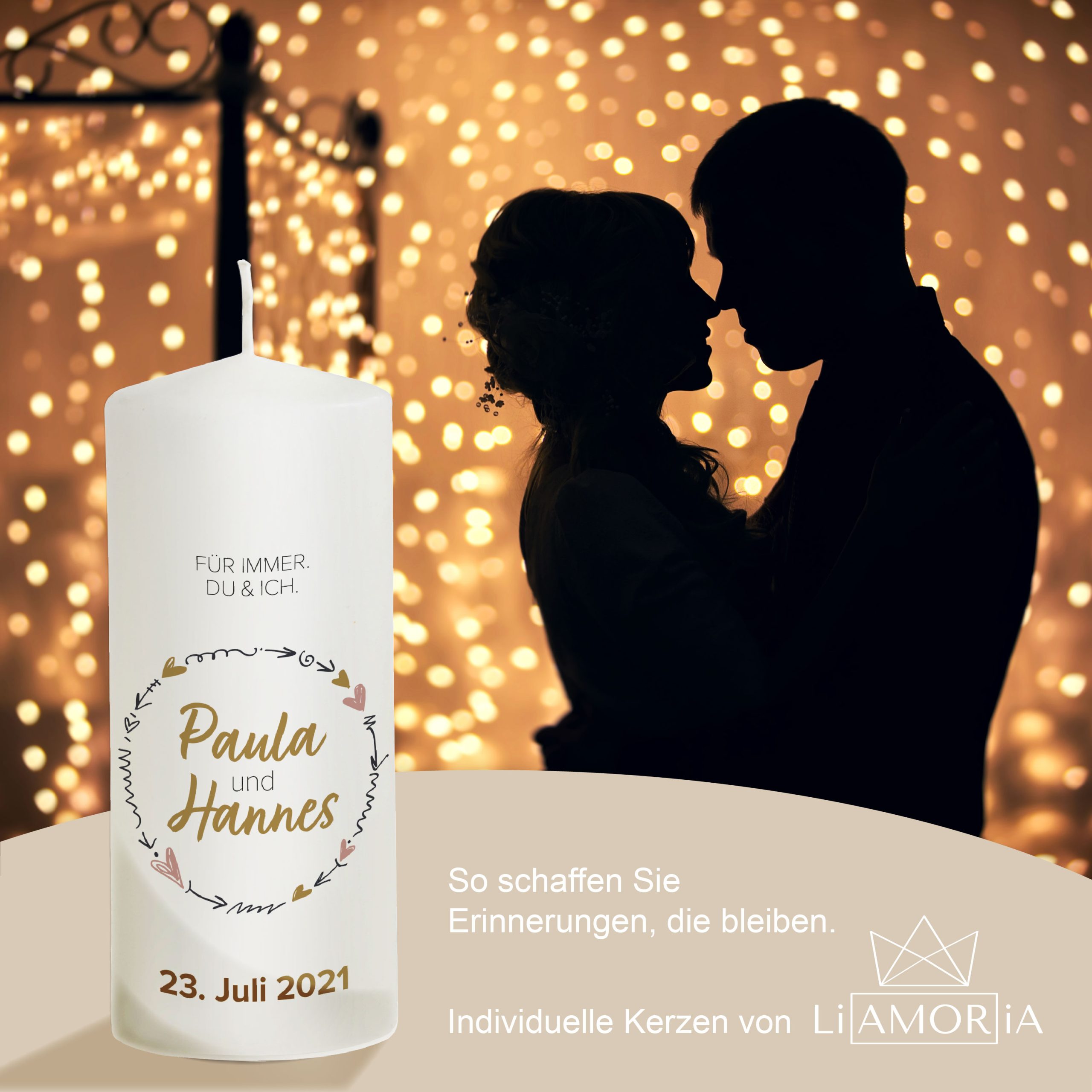 Hochzeitskerze Modern Schlicht Modell Paula 20cm – Bild 6