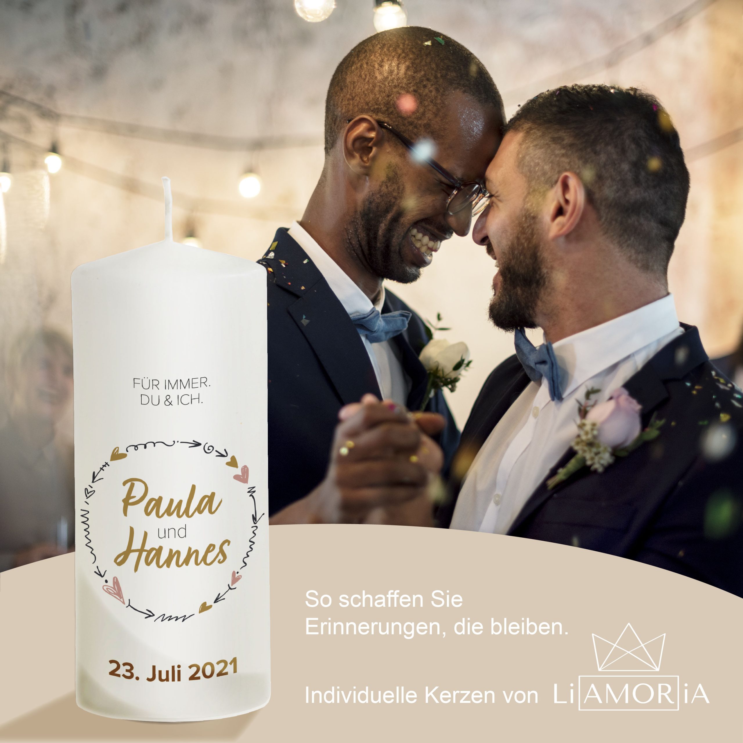 Hochzeitskerze Modern Schlicht Modell Paula 20cm – Bild 7