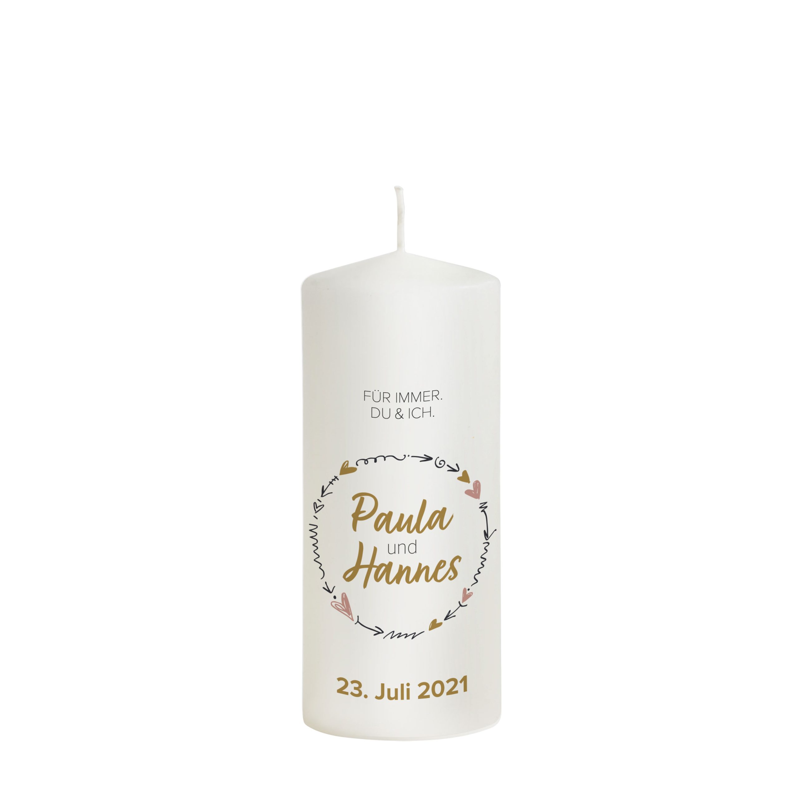 Hochzeitskerze modern schlicht modell paula 20 cm