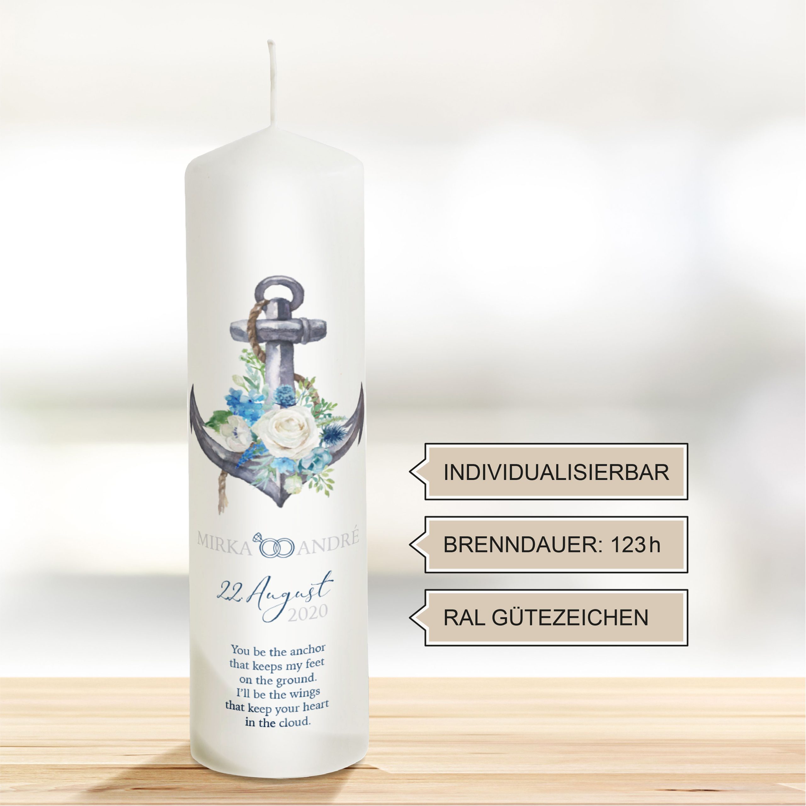 Hochzeitskerze Anker der Liebe Modell Mirka 25cm – Bild 6