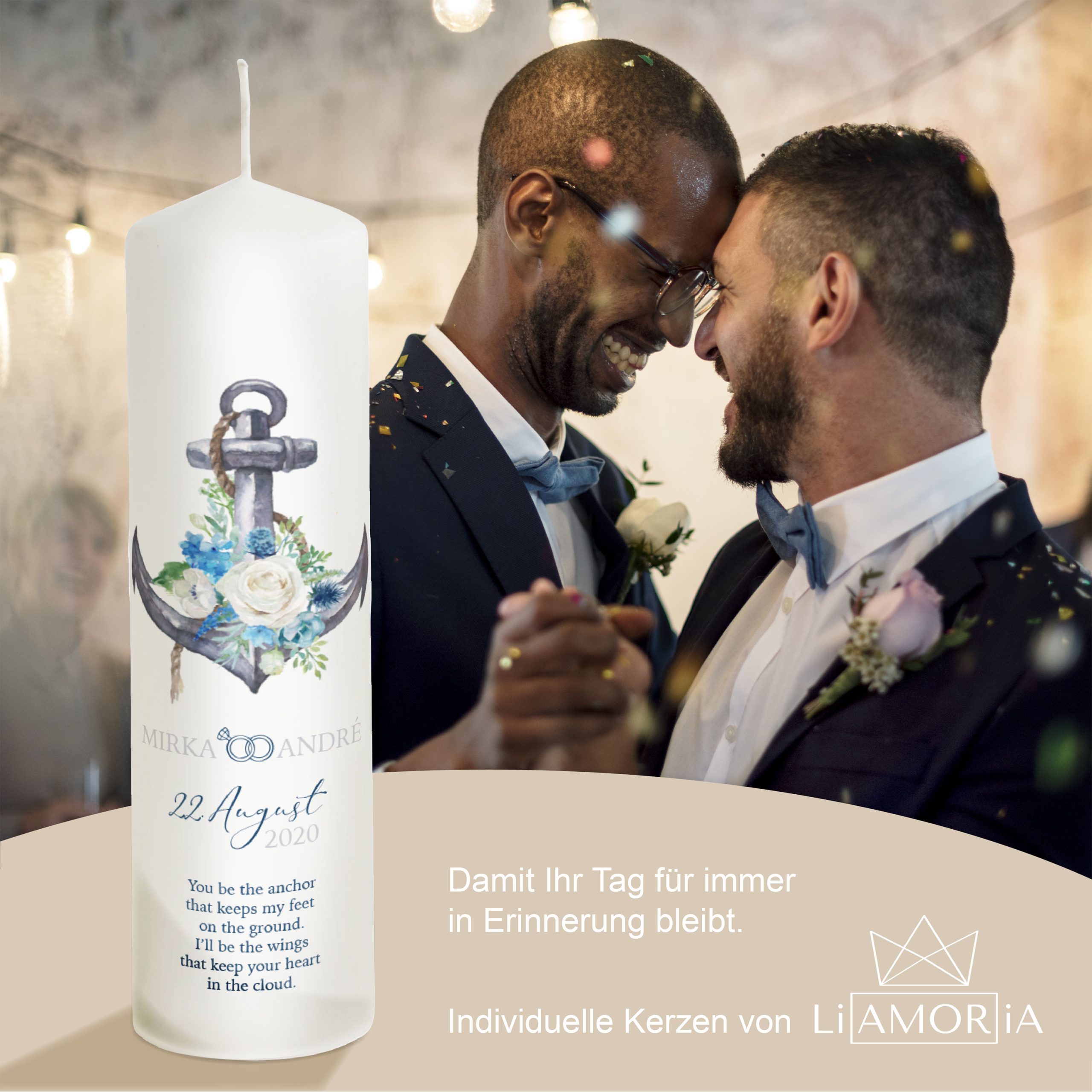 Hochzeitskerze Anker der Liebe Modell Mirka 25cm – Bild 3