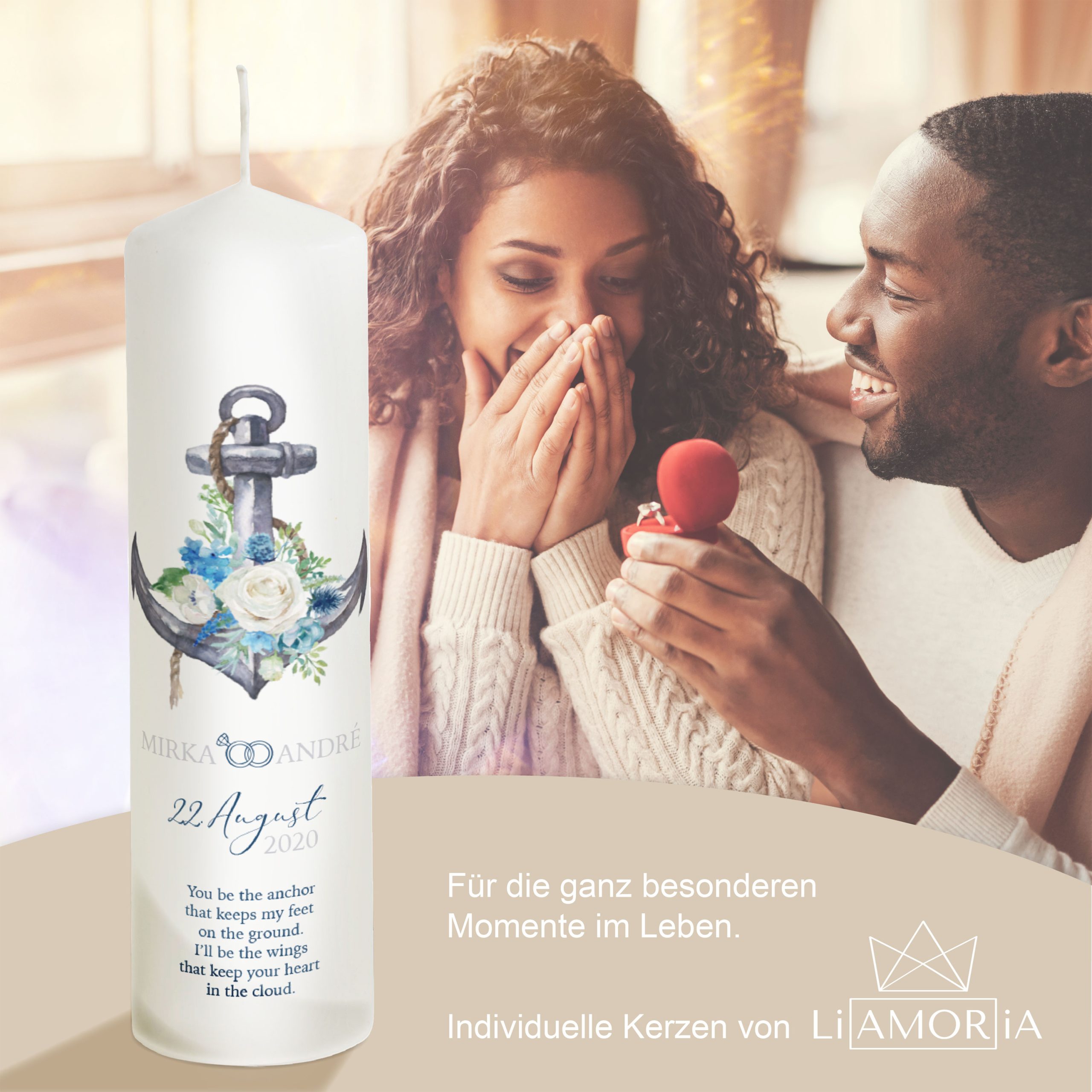 Hochzeitskerze Anker der Liebe Modell Mirka 25cm – Bild 2