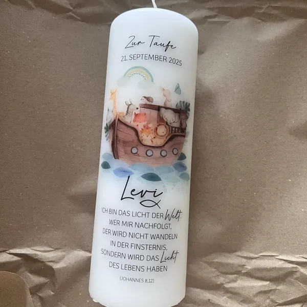 Kundenfoto Taufkerze Arche Noah Yannik 2