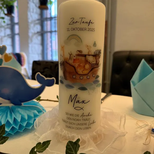 Kundenfoto Taufkerze Arche Noah Yannik 4