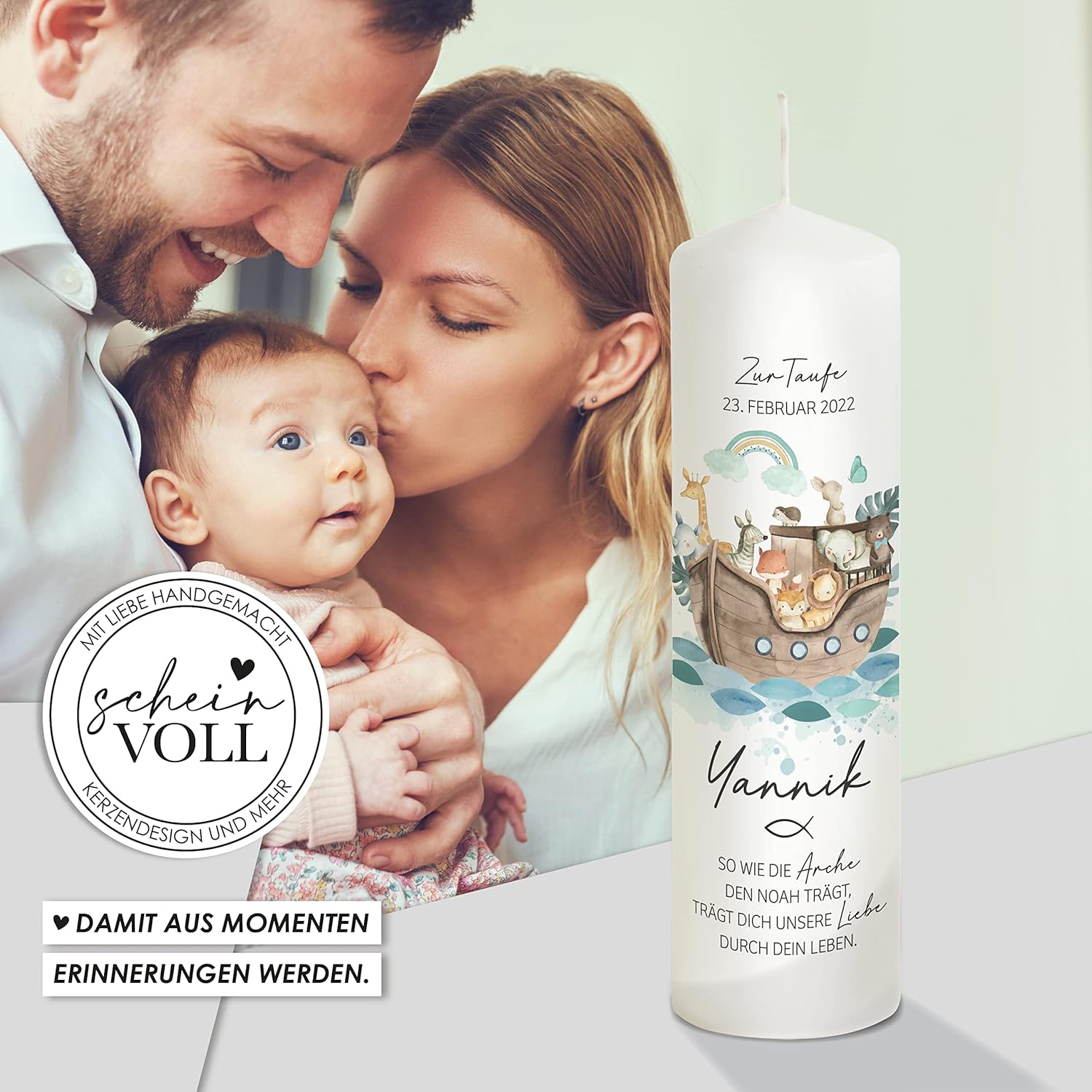 Taufkerze Arche Noah Yannik für Jungen – Bild 5