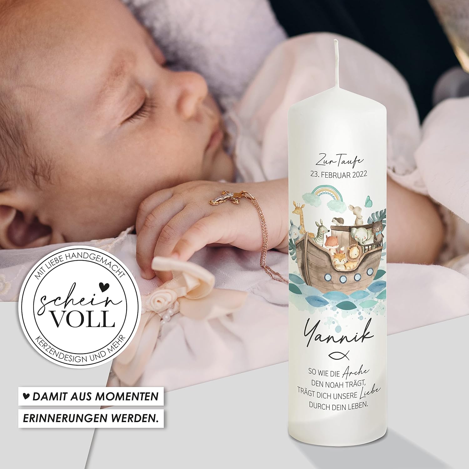 Taufkerze Arche Noah Yannik für Jungen – Bild 8